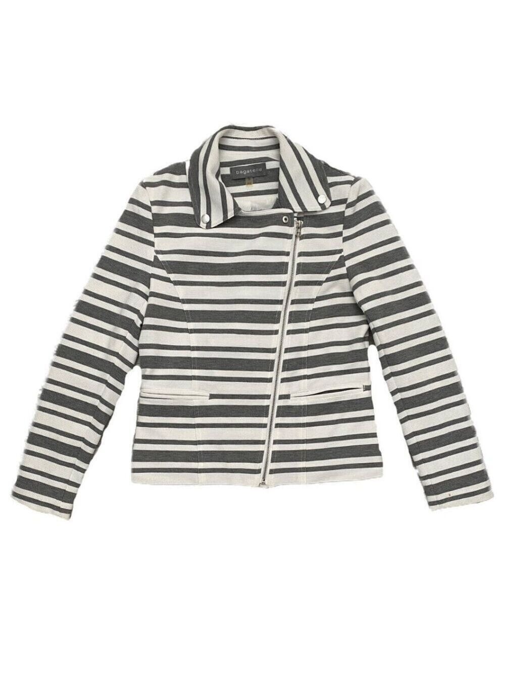 Bagatelle Designer Women’s Light Zipper Striped Cardigan Jacket - M